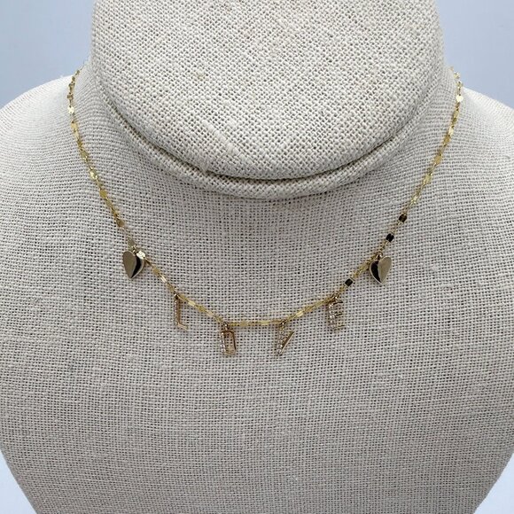 Lana Jewelry L O V E Letters and Mini Hearts Necklace 14K w/ pouch - Picture 2 of 4